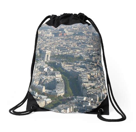 Arc Of Triumph From Eiffel Tower Drawstring Bag By Davedowling Bags