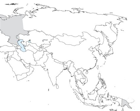 Mapa geográfico de Asia en PDF y PNG para colorear y dibujar