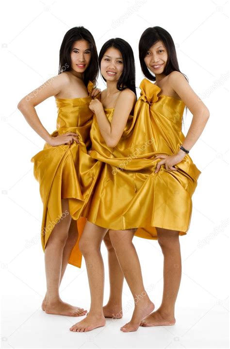 Three Nude Asians Covered In Silk Stock Photo Macky Ch 3109117