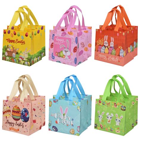 Longrv 12 Pcs Easter T Bags Woven Easter Goodie Bags Party Treat