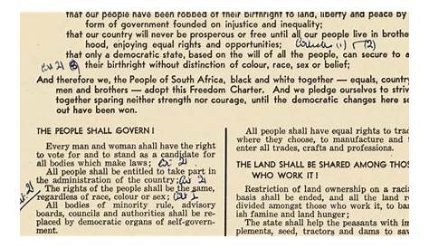 the South African freedom charter - Historical Update