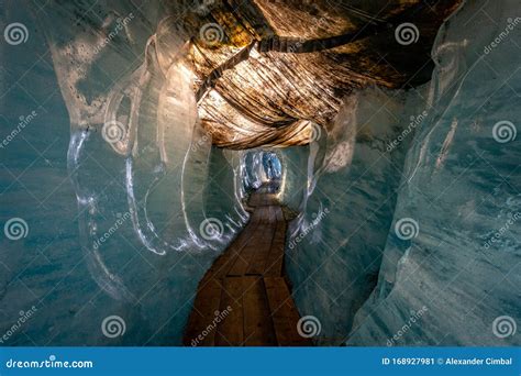 Ice Cave Inside The Rhone Glacier In Switzerland Stock Image Image Of