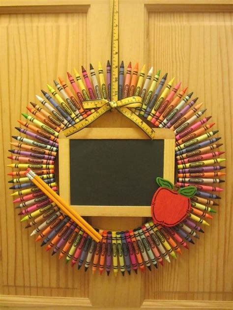 Personalized Crayon Wreath Teacher Wreath Teacher Christmas Etsy