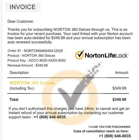 Beware Scammers Sending Fake Norton Life Lock Renewal Invoices