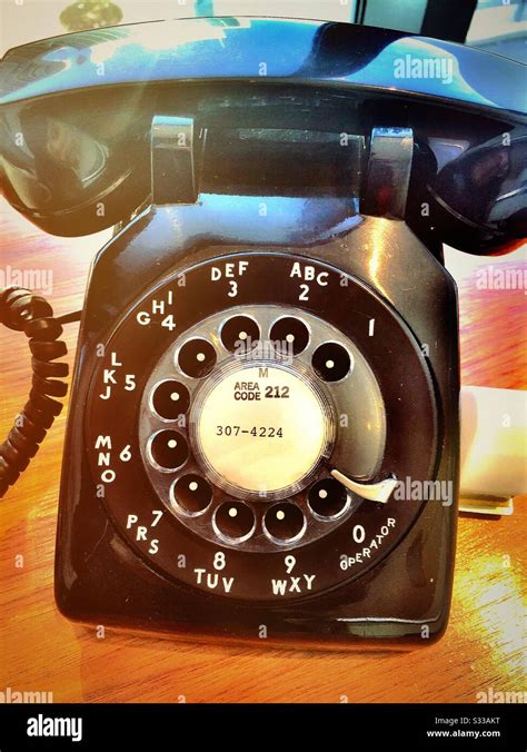 Vintage Rotary Dial Corded Black Telephone 1960s Usa Stock Photo Alamy