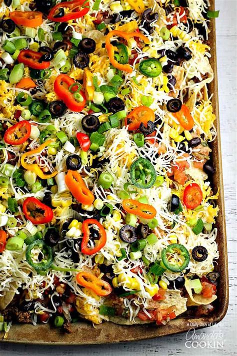 The cottage cheese adds a fun, protein packed twist too! Loaded Nachos Recipe: make a giant plate of nachos for the ...
