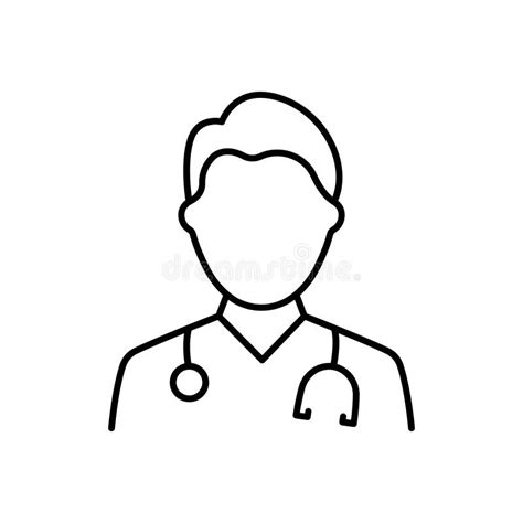 Professional Doctor With Stethoscope Line Icon Male Physicians