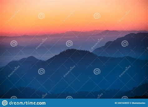 Colorful Sky With Mountain Layers In The Morning Stock Image Image Of