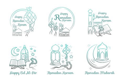 Ramadan Kareem Dessiné à La Main Avec Illustration Linéaire Vecteur