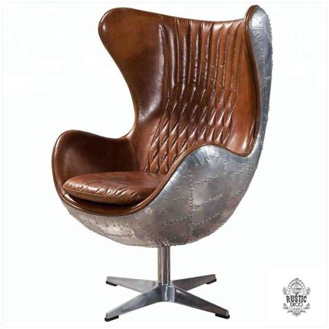 Aviator Egg Office Chair Aluminum Leather Swivel Casters Egg