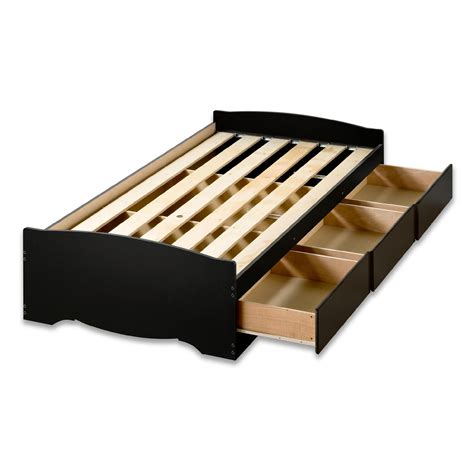 More images for how to build a twin platform bed with storage underneath » Prepac Black Twin XL Mate's Platform Storage Bed with 3 ...