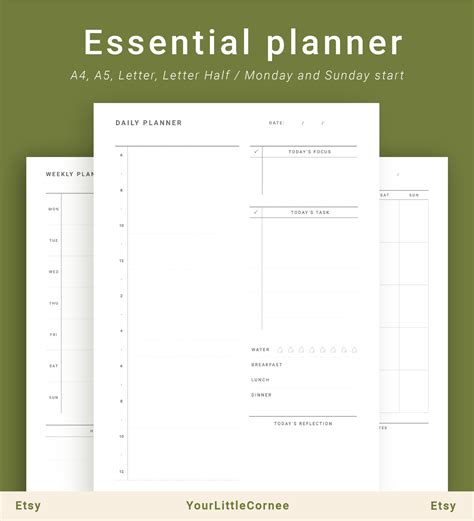Essential Planner Pack Daily Planner Weekly Planner Monthly Etsy