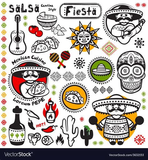 set of mexican symbols royalty free vector image