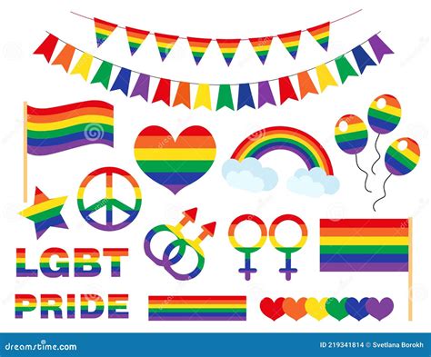 Pride Lgbtq Icon Set Flat Style Lgbt Pride Month Collection Of Symbols Stock Vector