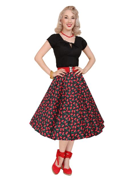 1950s Circle Skirt Cherry Black From Vivien Of Holloway