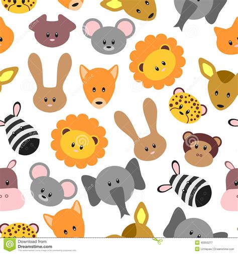 Seamless Pattern With Cute Pet And Wild Cartoon Animals
