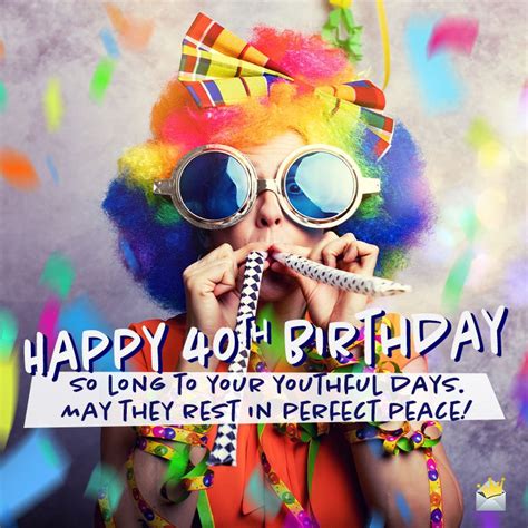 Festive 40th Birthday Wish On Image Of Person Partying 40th Birthday
