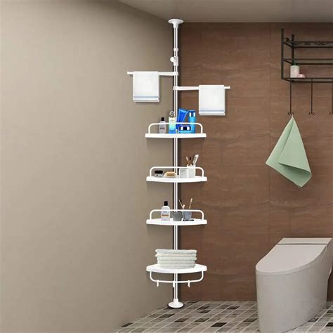 4tier Metal Shower Bathroom Telescopic Shelf Corner Rack Organiser