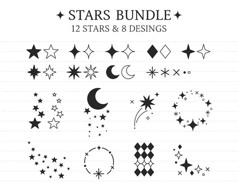 Stars Bundle Svg Hand Drawn Shooting Star Svg Lone Star Etsy