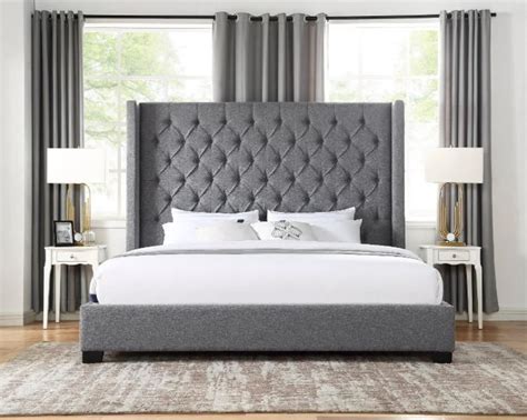 68 5 tall upholstered tuft headboard queen king etsy in 2020 king upholstered bed grey