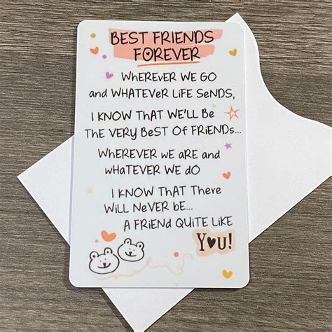 Best Friends Forever Keepsake Wallet Purse Card Sentimental Etsy