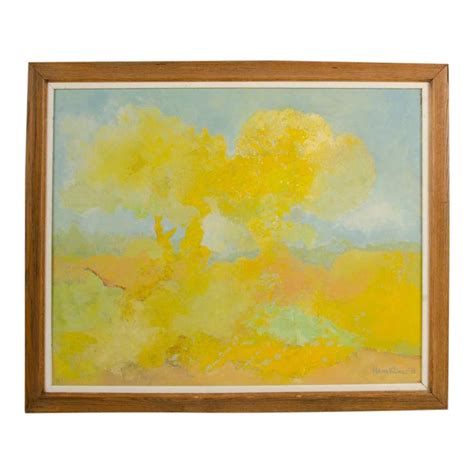 1978 Two Trees Abstract Landscape Acrylic Painting By Hans Kline