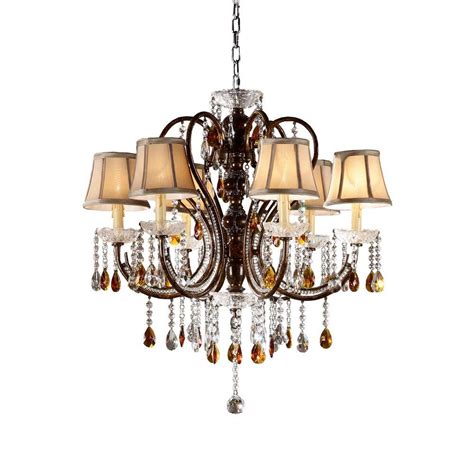 Metropolitan cortona french bronze with gold highlight pendant light. HomeSullivan 6-Light Bronze Tea Shade Crystal Chandelier ...