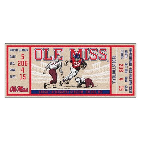 University Of Mississippi Ole Miss Ticket Runner 30x72 Game