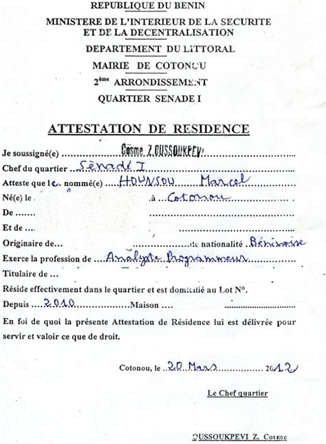 Certificat De Residence Exemple Modele De Lettre Type Hot Sex