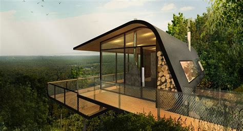 It's mostly constructed out of shipping cargo containers. ABA conceptualizes eco-cabins nestled on mount cotton hillside