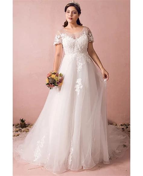 Boho Lace A Line Beach Wedding Dress Plus Size With Sleeves 2018 Mn8027