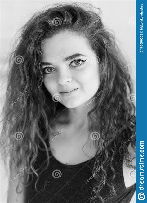 girl ballerina with curly hair black and white photo bw stock image image of ballet