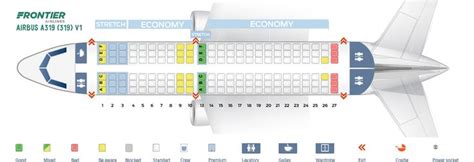 First Cabin Seat Map And Seating Chart Frontier Airlines Airbus A319