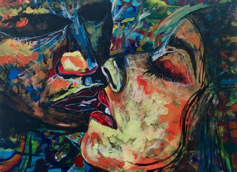 Kiss Man And Woman Abstract Paintings Alessandro Tognin