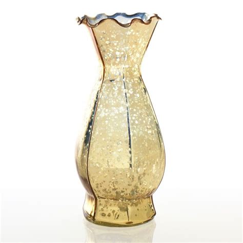 Mercury Glass Carraway Floral Vase In Gold 55 Wide X 11 Tall