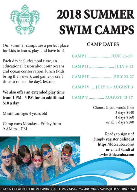 2018 Summer Swim Camps Lynnhaven Dive Center And Ldc Swim School