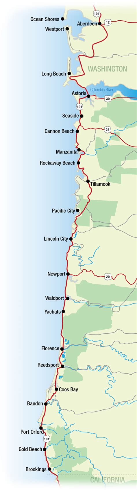 Map Of Pacific Coast Through Southern Washington Coast