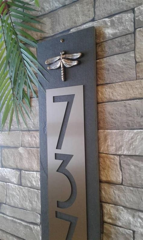 Craftsman Dragonfly House Numbers Vertical Home Address Etsy Unique