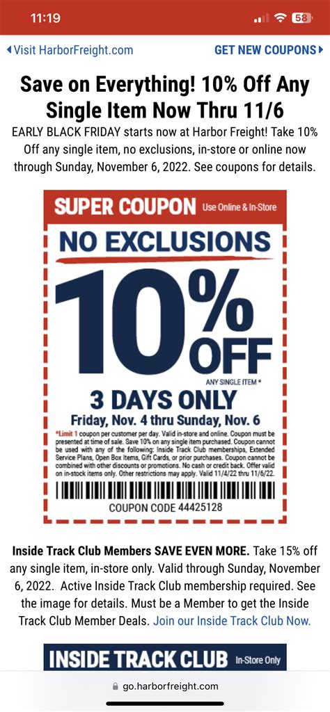 psa harbor freight discount coupon no exclusions river daves place