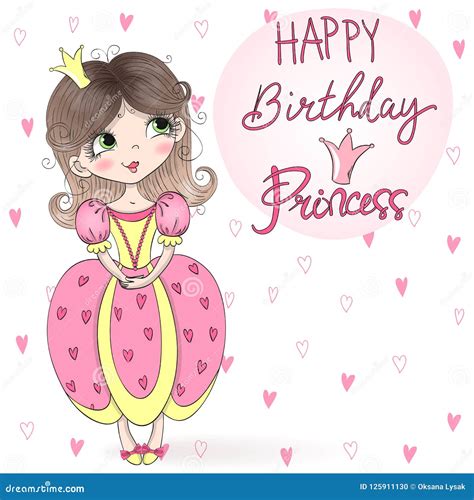 Hand Drawn Beautiful Cute Little Girl Princess With The Inscription