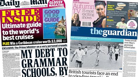 Newspaper Headlines Pms Schools Crusade And Facebook Backs Down Bbc News