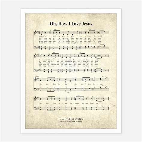 Oh How I Love Jesus Vintage Hymn Wall Art Print Biblical Sheet Etsy