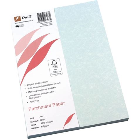 Quill A4 Parchment Paper 90gsm Blue Pack Of 100