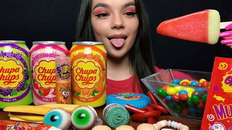 Asmr Mukbang Candy Chupa Chups Ice Cream Gummy Drinks 먹방 사탕 소녀 Youtube