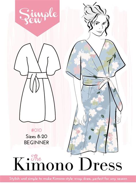 The Kimono Dressbeginner Front Cover Wrap Dress Sewing Patterns