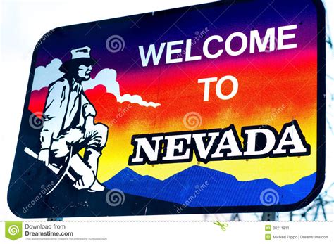 The Welcome To Nevada State Border Sign Stock Image Image Of Nevada