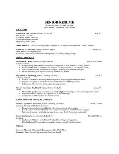 13 Senior Resume Templates In Word Pages Psd Publisher In