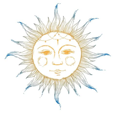 Sol E Lua De Boho Ilustração Mágica Vetorial Com Símbolos Celestes