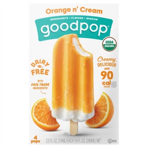 Goodpop Organic Dairy Free Orange N Cream Frozen Dessert Pops 4 Ct