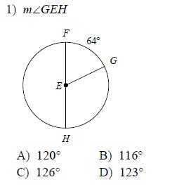Circles - Measures of arcs and central angles Worksheets